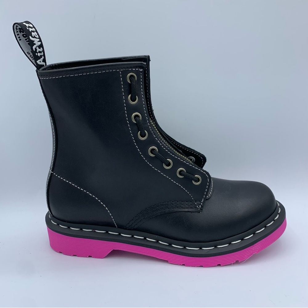 New Dr. Martens Womens 6 Style 1460 Jungle Pink Sole Zipper Front Wanama Boot - Picture 1 of 9